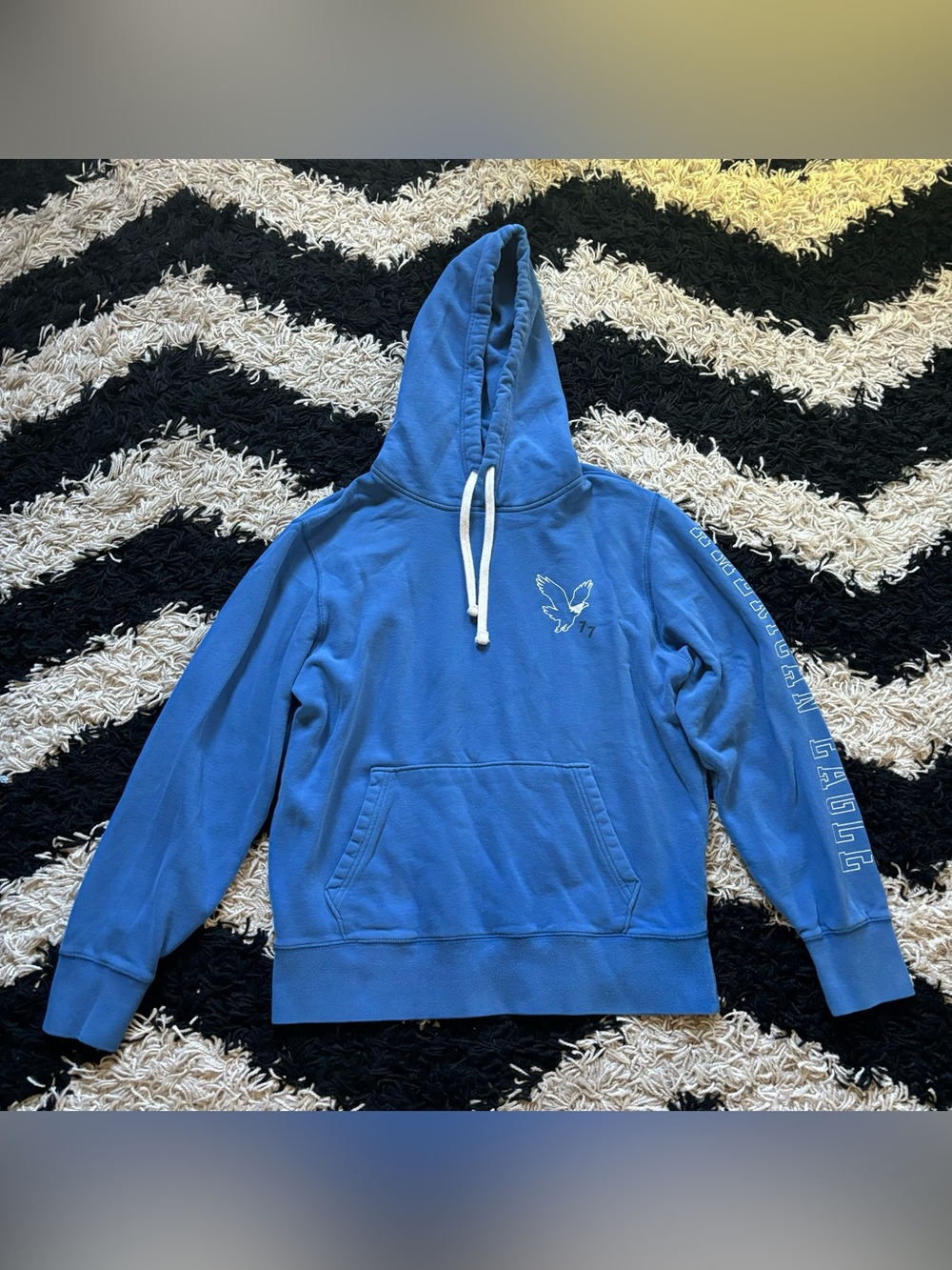 American Eagle Streetwear Blue White Logo Hoodie